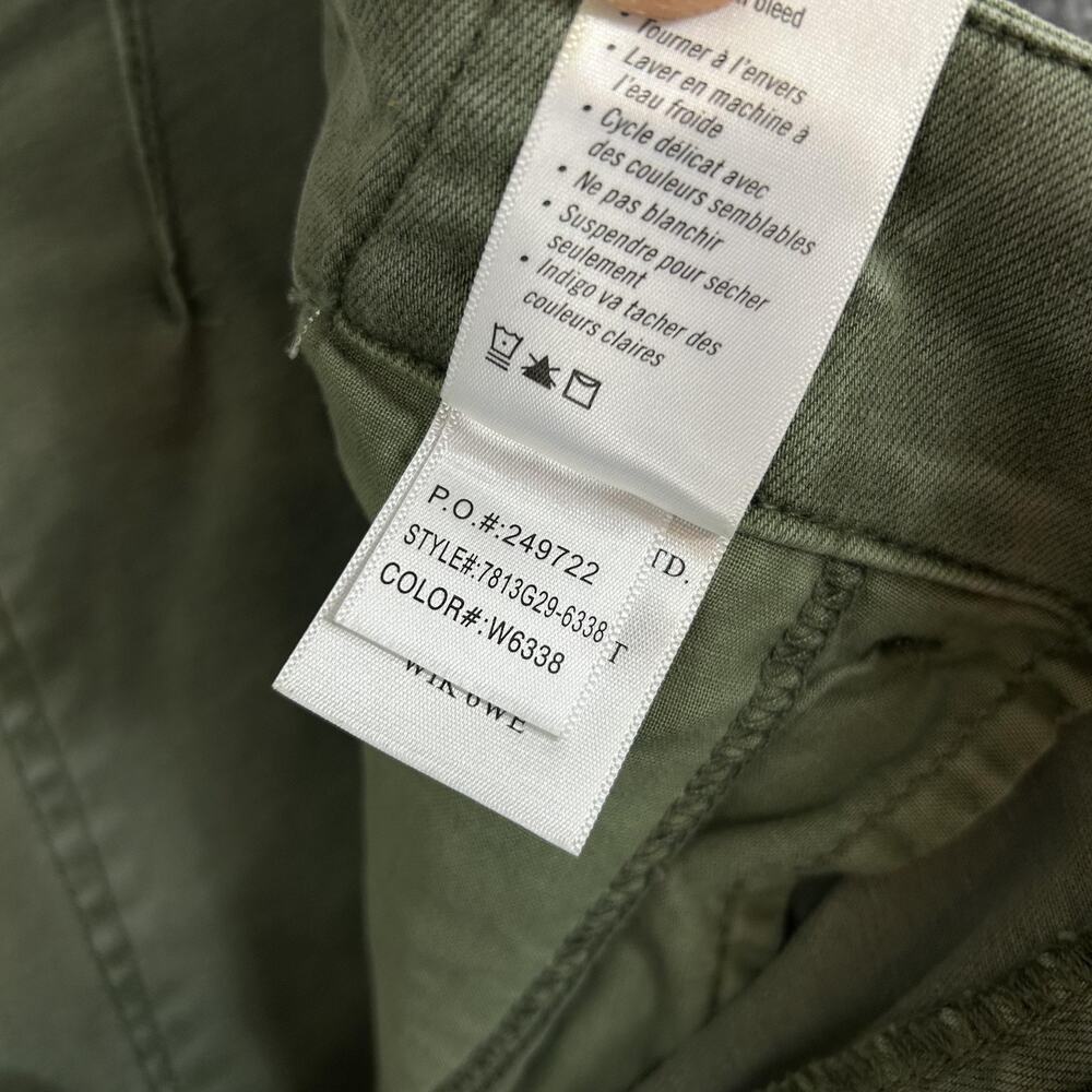 Paige Pants 31 Brooklyn Vintage Green High Rise Wide Leg Cropped Pleated Casual - Picture 11 of 16